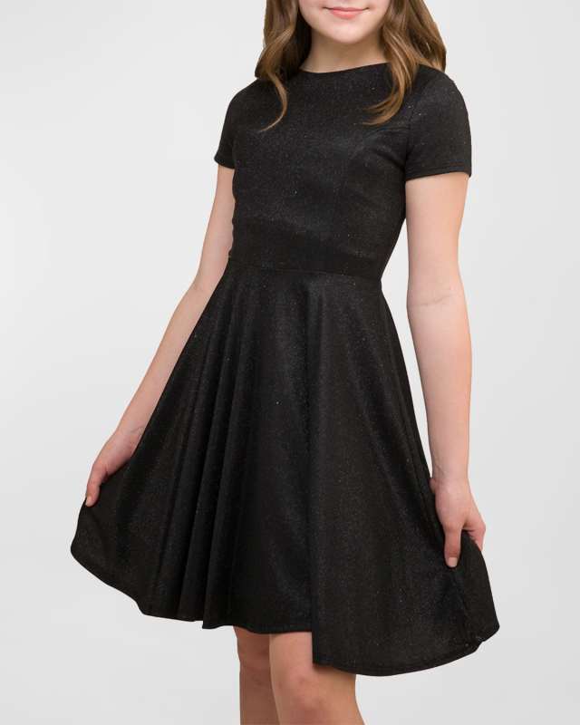 Girl's Glitter Fit-&-Flare Mini Dress, Size 7-16